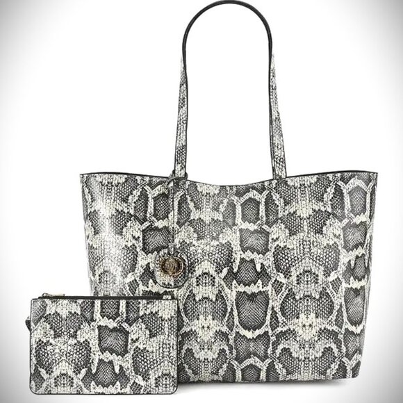 KURT GEIGER Chelsea Genuine Open White Color Leather Shopper Bag with Pouch - Picture 1 of 9